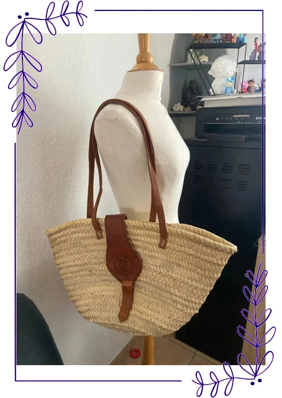 Grand sac à main, style paille esprit, bohème